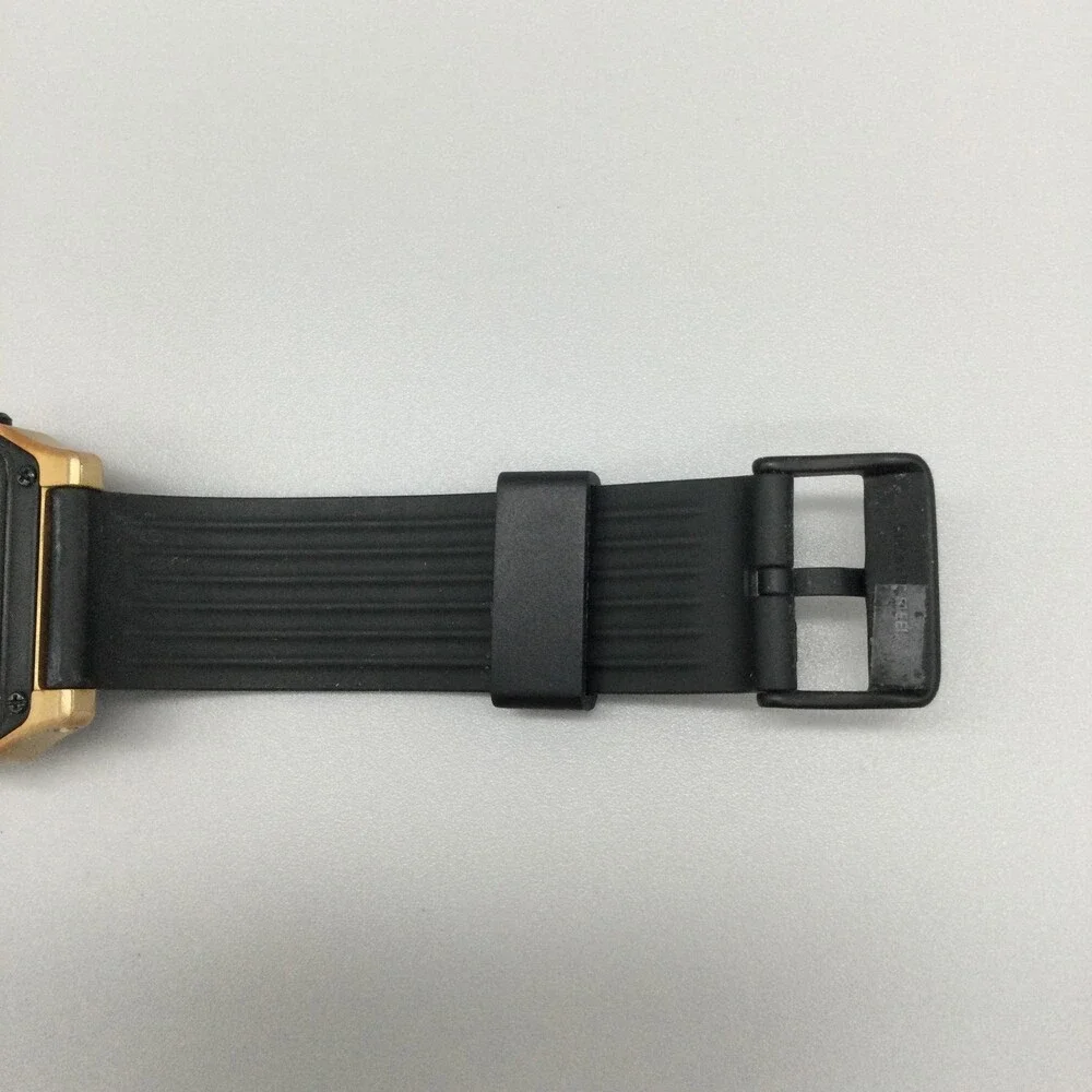 Nixon The Staple Mens Watch 39mm Gold Black Digital Alarm Backlight Silicone